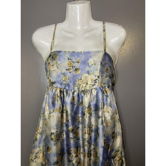 wild fable Dresses & Skirts - Wild Fable Dress Womens Small Blue Floral Satin Maxi Sundress Ruffle Hem